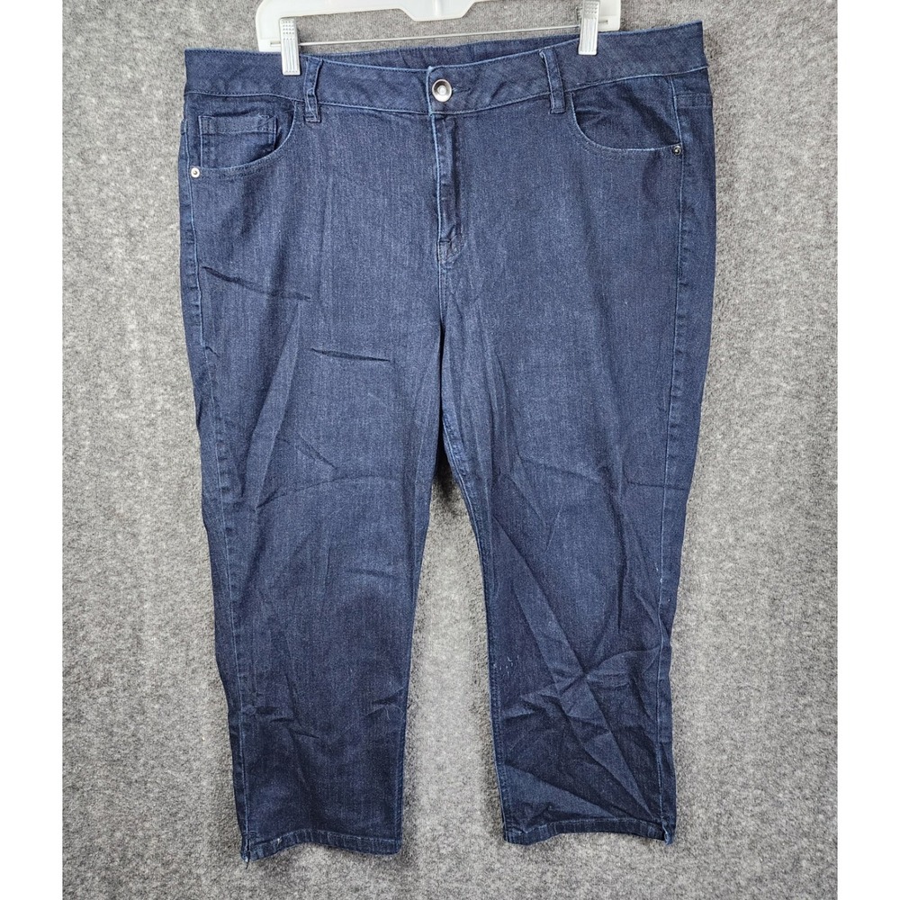Venezia‎ Capri Jeans Women 20 Dark Blue Denim Stretch Cropped Lane Bryant